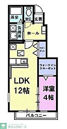 コンフォートII 1階1LDKの間取り