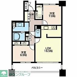プライムメゾン矢田南 3階2LDKの間取り