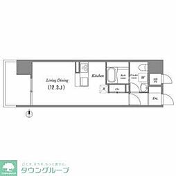 Gramercy Shirakawa Koen 9階ワンルームの間取り