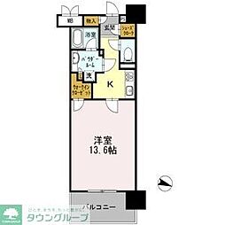 ロイヤルパークスERささしま　EAST 6階1Kの間取り