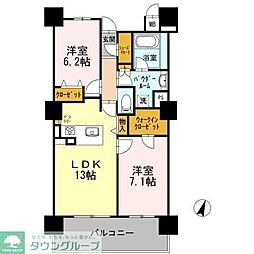 ロイヤルパークスERささしま　SOUTH 12階2LDKの間取り