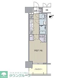 パルティール八田 7階1Kの間取り