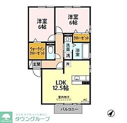 スピリア・ヒビツ　Ｂ 1階2LDKの間取り