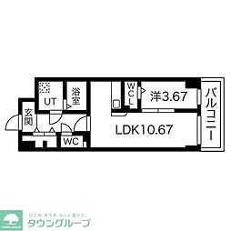 S-FORT北千種 2階1LDKの間取り
