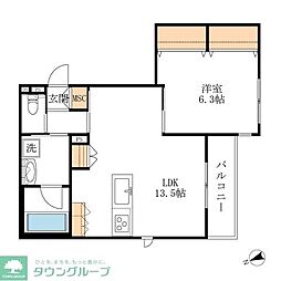 corail blanc 4階1LDKの間取り