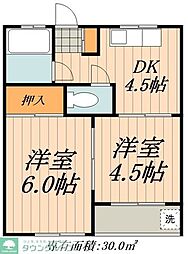 つるいビル 5階2DKの間取り