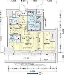 プレサンス吹上駅前エテルノ 2階1LDKの間取り