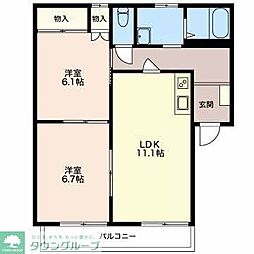 リバーサイド徳重A棟 2LDKの間取図画像