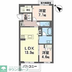 Aile Blanche 吹上 2LDKの間取図画像