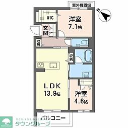 Aile Blanche 吹上 2LDKの間取図画像