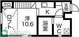 エトワール黒川 1Kの間取図画像