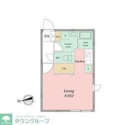 Lapule ワンルームの間取図画像