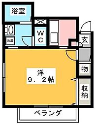 グリーンカーサ 1Kの間取図画像