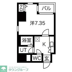 アルテミス平和 1Kの間取図画像