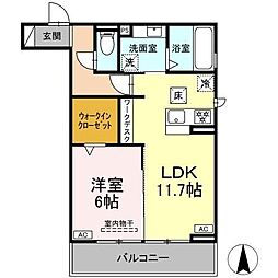 ルヴィータ栄生 1LDKの間取図画像