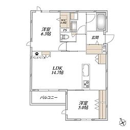 Largo unomori 2LDKの間取図画像