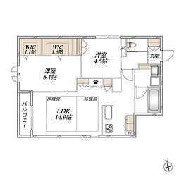 セリール荒畑 2LDKの間取図画像