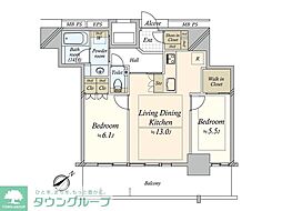 グランドメゾンThe池下ガーデンタワー 2LDKの間取図画像