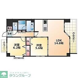 ブランシュール城西 2LDKの間取図画像