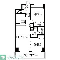サンシエル 2LDKの間取図画像
