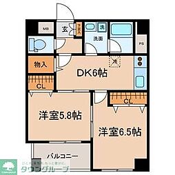 スリーウェイ金山 2DKの間取図画像