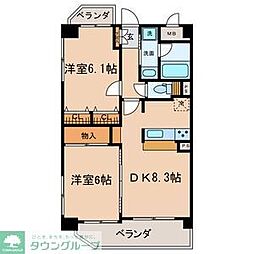 サンシティ名西通 2DKの間取図画像