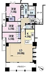 プラネスーペリアグランジェ住吉本町 3LDKの間取図画像