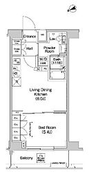 プラウドフラット代々木八幡 5階1LDKの間取り