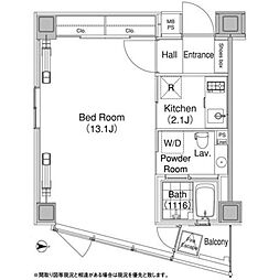 エルスタンザ代官山 4階1Kの間取り