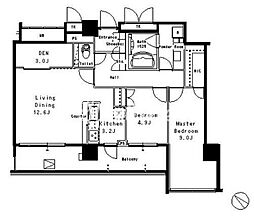 MFPR目黒タワー 202 2階2LDKの間取り