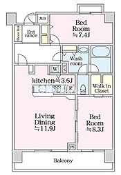 グラマシー恵比寿 209 2階1SLDKの間取り