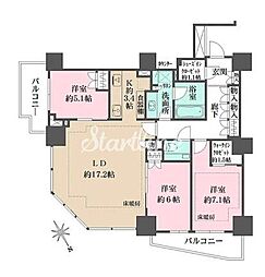 ザ・パークハウス三田ガーデン レジデンス＆タワー 3階3LDKの間取り