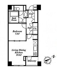 KDXレジデンス高輪 2階1LDKの間取り
