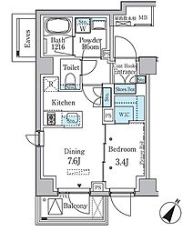 ラテスト白金台 304 3階1DKの間取り