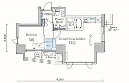 カーサスプレンディッド恵比寿1丁目ANNEX 9階1LDKの間取り
