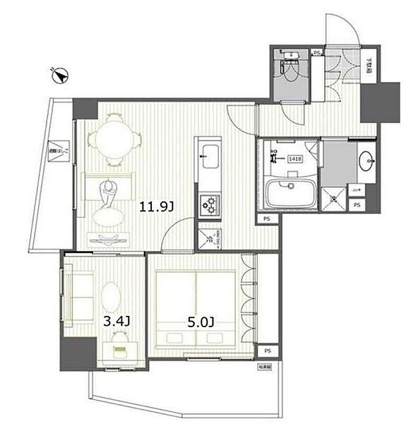 ＬａＳａｎｔｅ五反田 703｜東京都品川区西五反田８丁目(賃貸マンション2LDK・7階・51.81㎡)の写真 その2