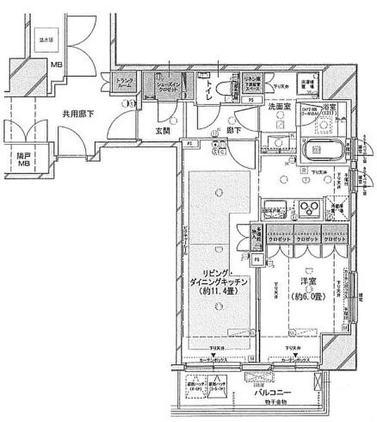 レフィール築地レジデンス 409｜東京都中央区築地２丁目(賃貸マンション1LDK・4階・47.07㎡)の写真 その2