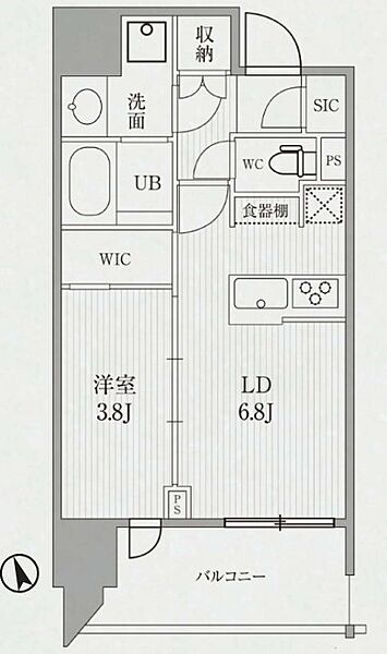 シーズンフラッツ代々木 503｜東京都渋谷区代々木２丁目(賃貸マンション1LDK・5階・34.20㎡)の写真 その2