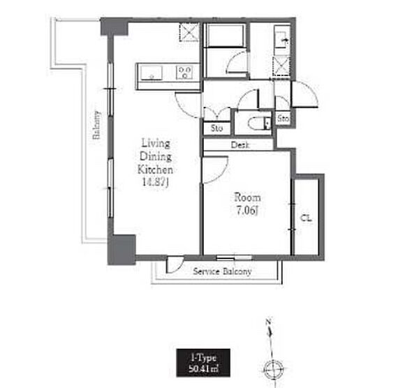 東通レジデンス芝（Totsu Residence Shiba 709｜東京都港区芝３丁目(賃貸マンション1LDK・7階・50.41㎡)の写真 その2