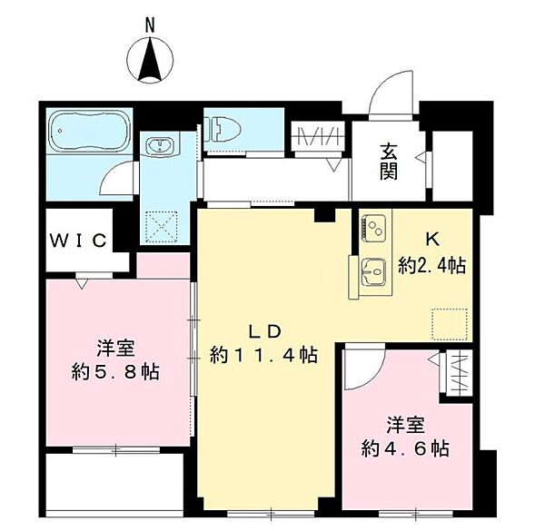 北品川テラス 202｜東京都品川区北品川３丁目(賃貸マンション2LDK・2階・58.38㎡)の写真 その2