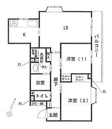 横浜西パーク・ホームズ 2LDKの間取図画像