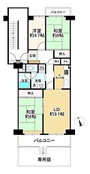 寝屋川東ファミリータウン西2番館 3LDKの間取図画像