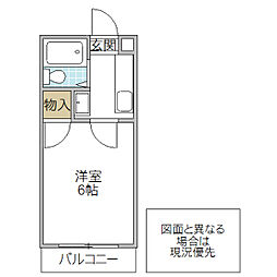 水戸21ホーム 1Kの間取図画像