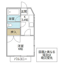 リオメゾン 2階1Kの間取り