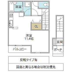 フレ・ロジュマン ワンルームの間取図画像