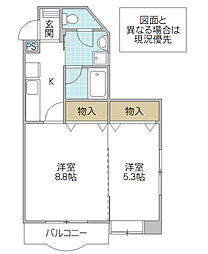 フォーライフ堀町 2Kの間取図画像