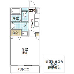 グランクレール3番館 1Kの間取図画像