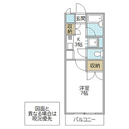 ビバリーヒルズマツモト 1Kの間取図画像