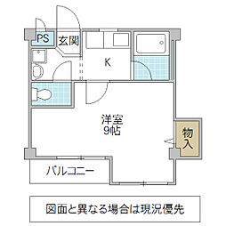 グランパルAZ5 1Kの間取図画像
