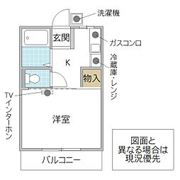 バンビーズB 1Kの間取図画像